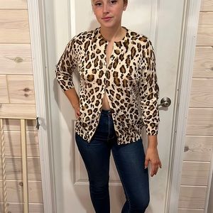 JCrew lepoard print cardigan size XL
